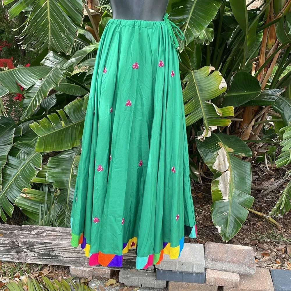 Full circle maxi skirt with Gujarati mirror work